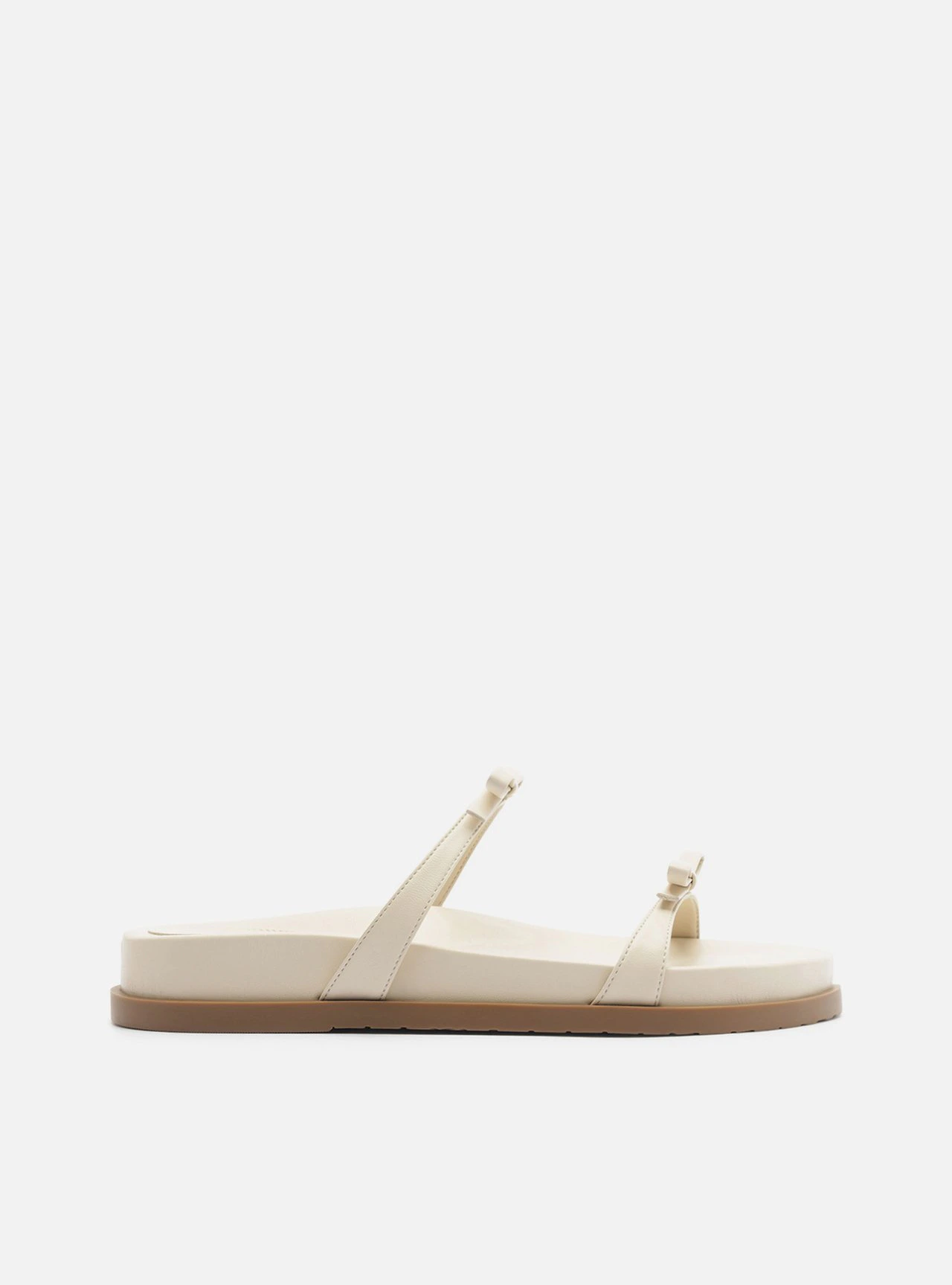 Sandália Papete Off White Tiras Laços