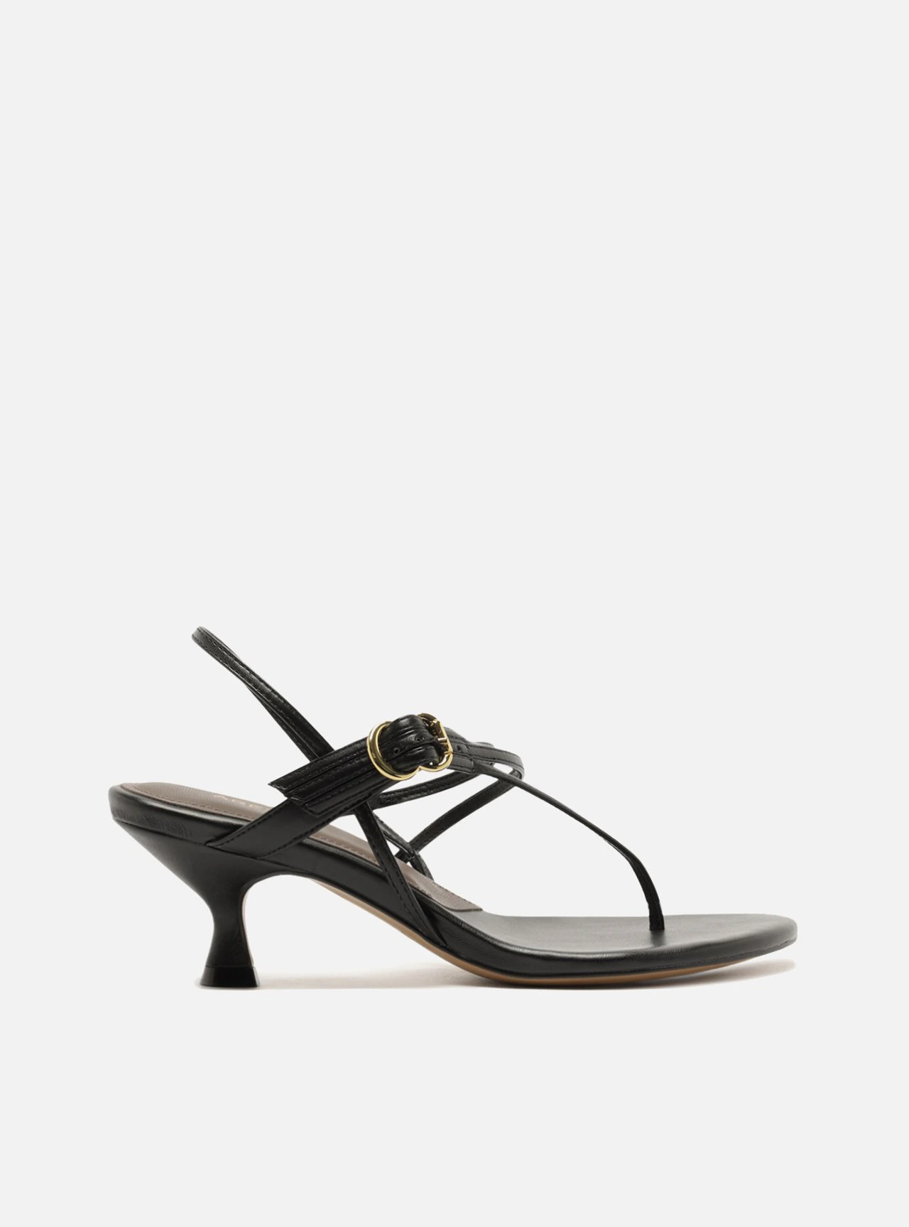 Sandália Marrom Salto Bloco Fivela Tiras Slingback