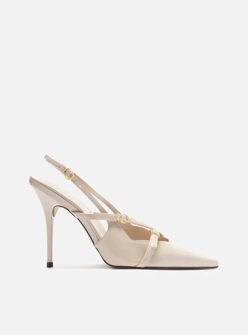 Scarpin Off-White Verniz Salto Alto Slingback Amélia