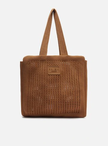 Bolsa Shopping Caramelo Crochê Mônaco Grande