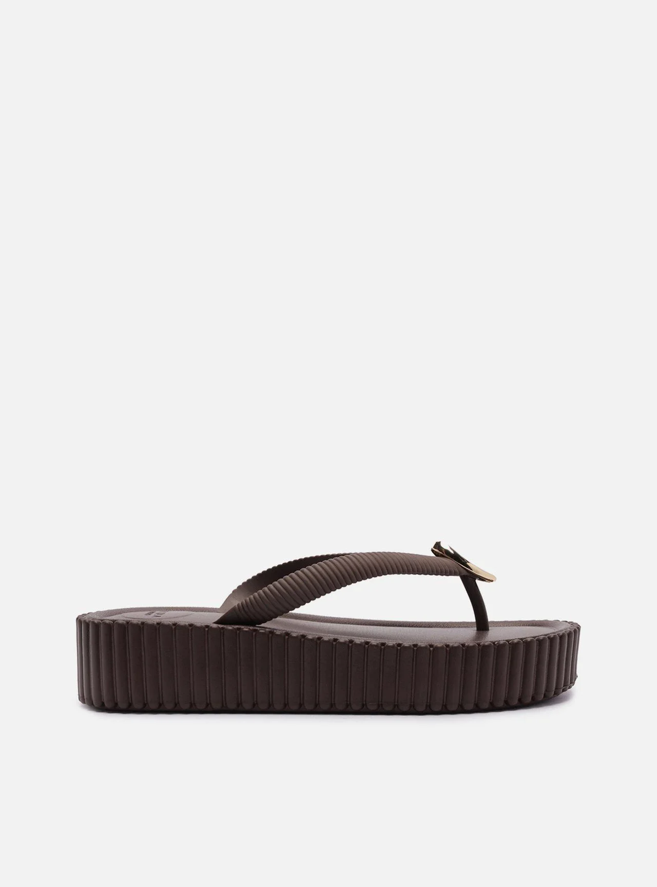 Chinelo Marrom Flatform Flip Flop Metal Bali