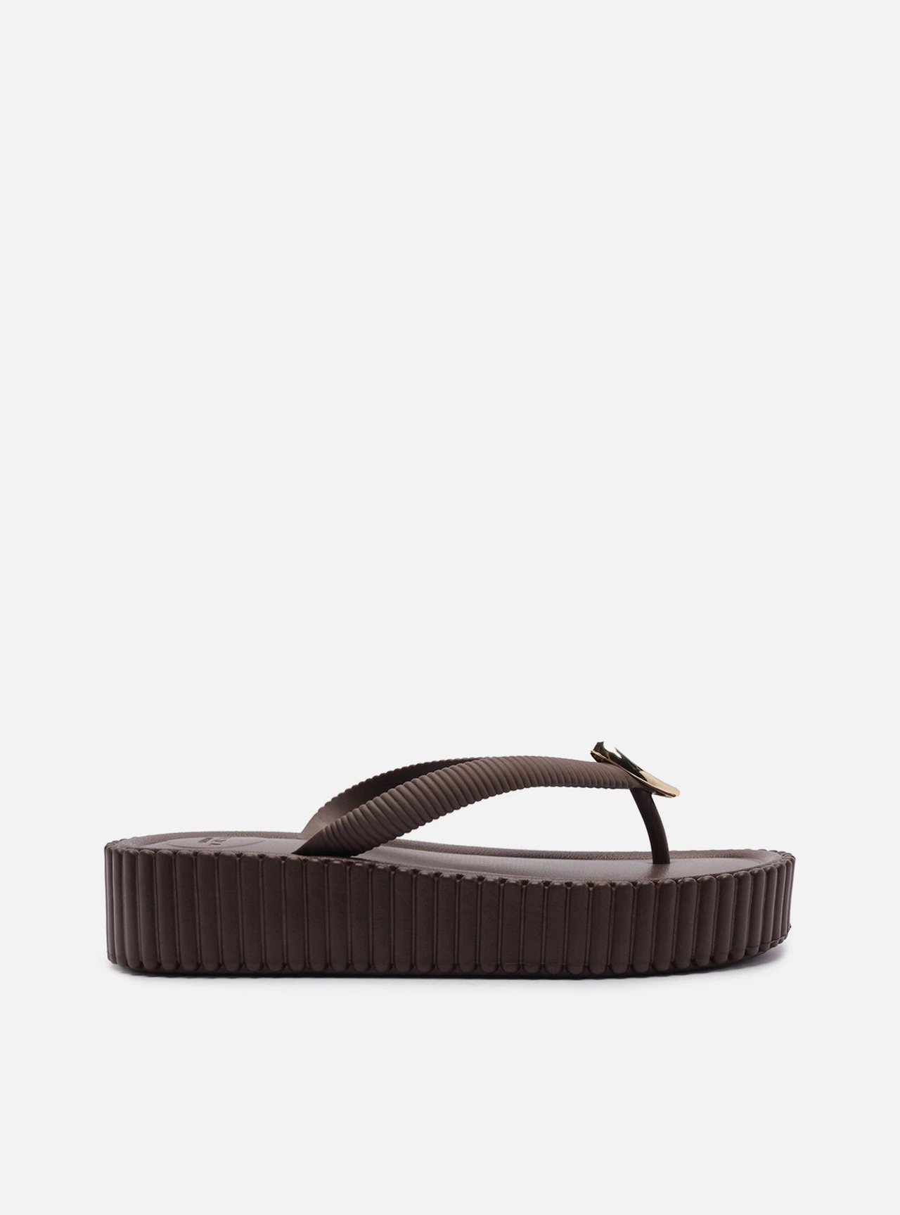 Chinelo Marrom Flatform Flip Flop Metal Bali