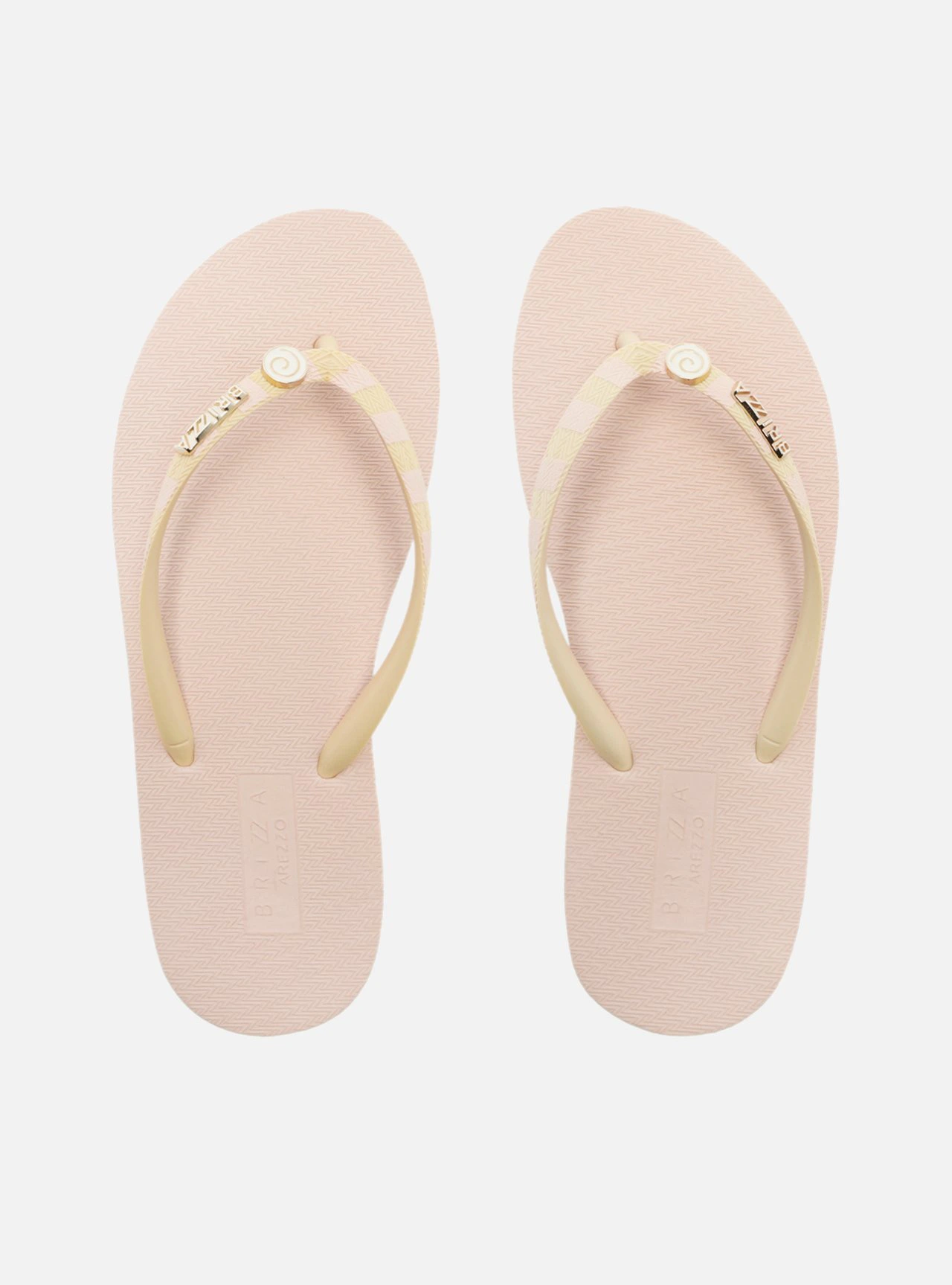 Chinelo de Dedo Off-White Tiras Listradas Easy Bacio Di Latte
