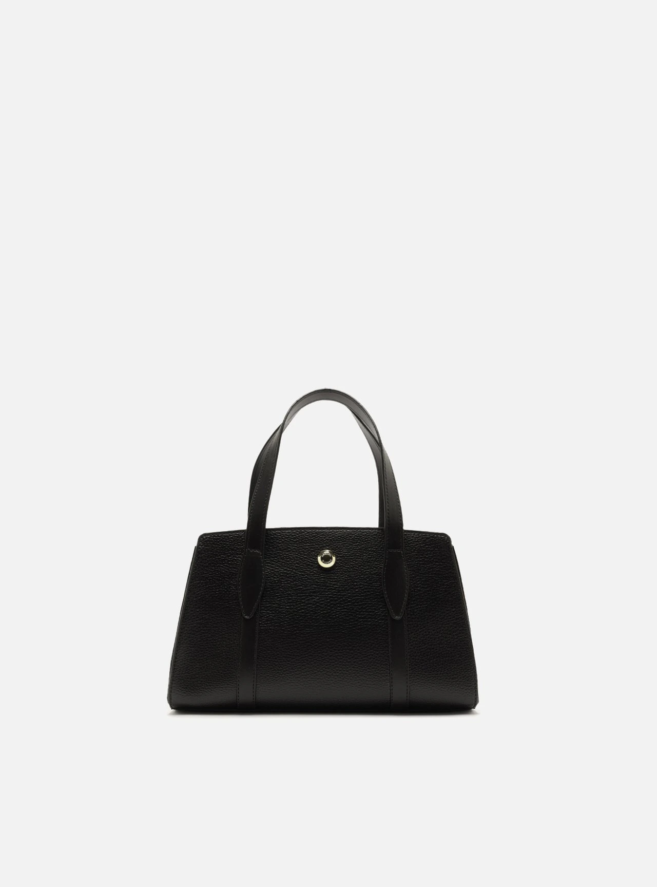 Bolsa Tote Preta Pequena Metais Dourados