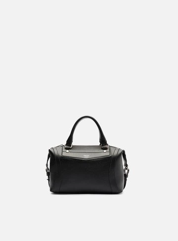 Bolsa Tiracolo Preta Pequena Detalhe Moldura