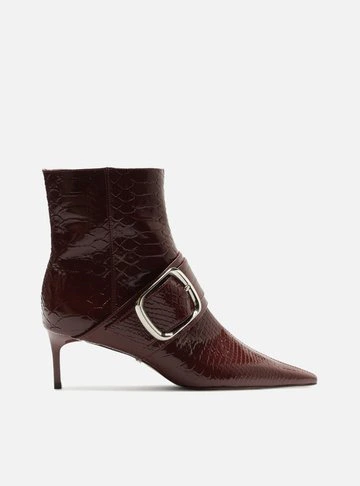 Bota Bordô Verniz Cano Curto Salto Fino