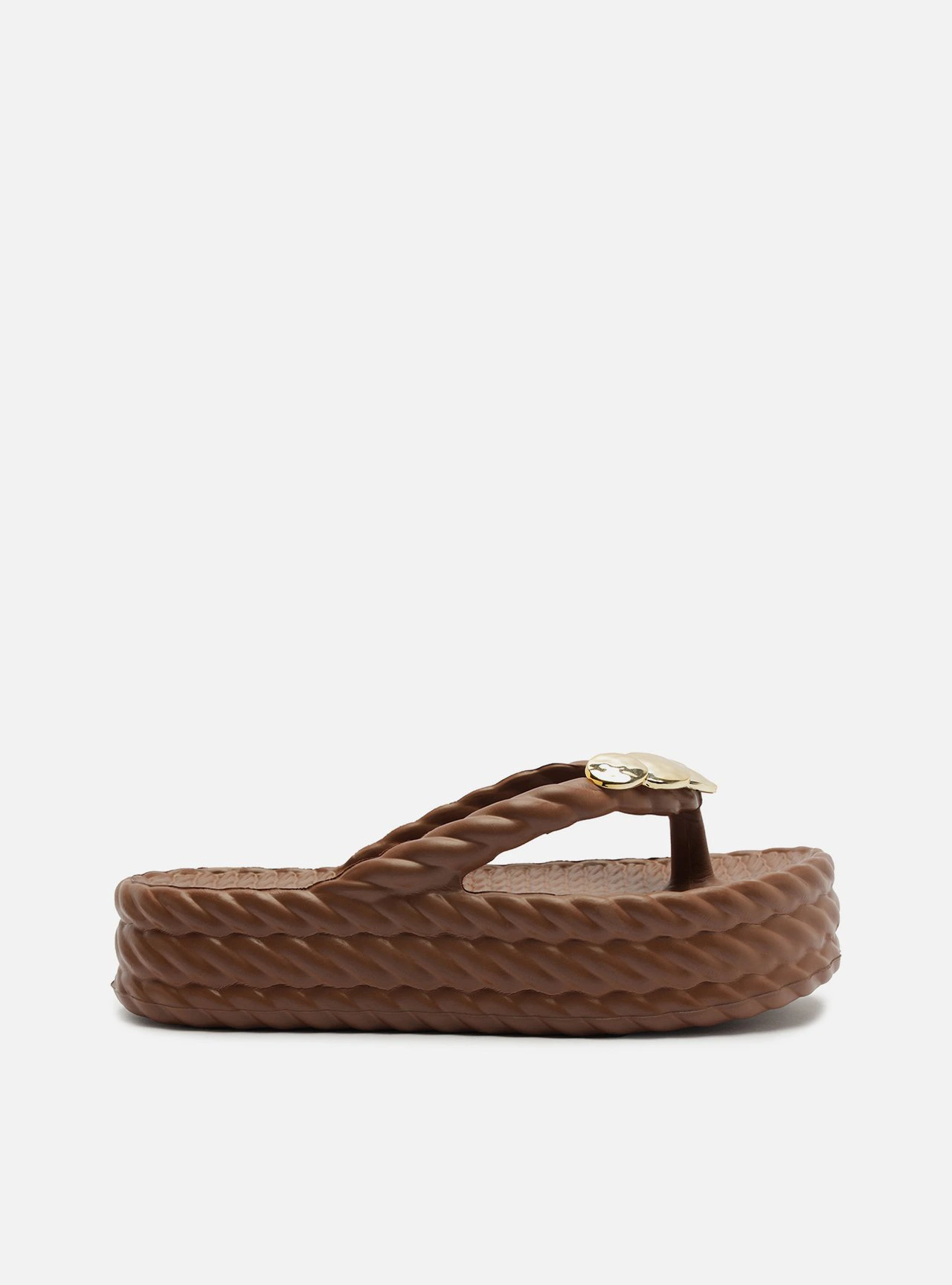 Chinelo Marrom Flatform Marrocos Metais Brizza