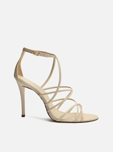 Sandália Off-White Couro Salto Fino Mariana