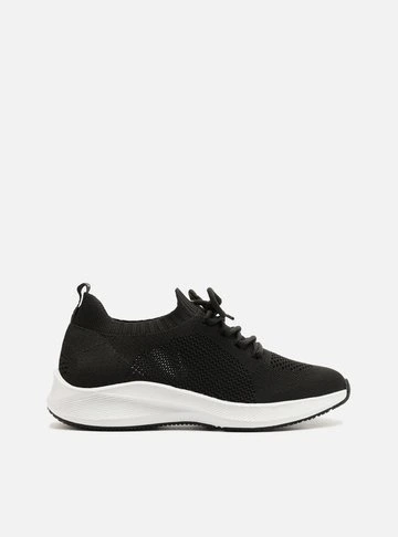 Tênis Preto Knit Esportivo Amarração