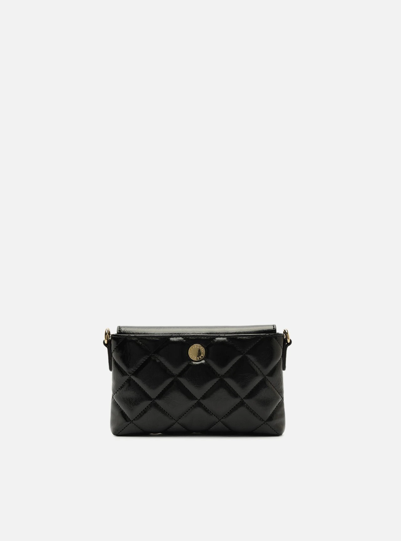 Bolsa Tiracolo Preta Pequena Matelassê Corrente