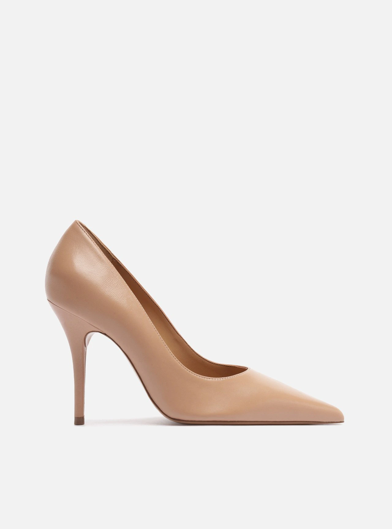 Scarpin Nude Couro Salto Fino Essencial 100