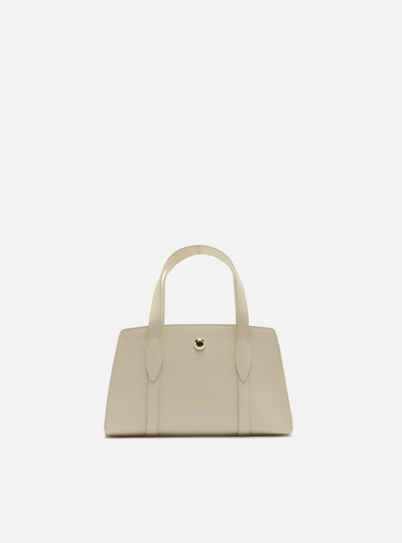 Bolsa Tote Branca Pequena Metais Dourados