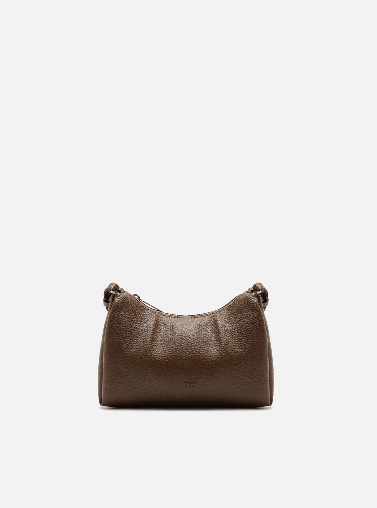 Bolsa Tiracolo Marrom Granulada Metais
