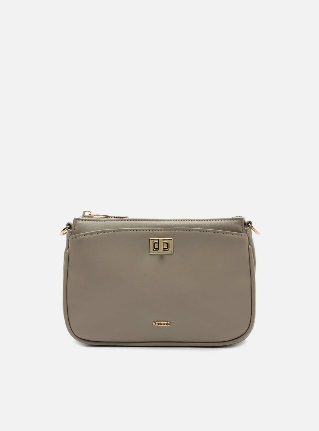 Bolsa Tiracolo Marrom Média Fecho Torniquete Metais