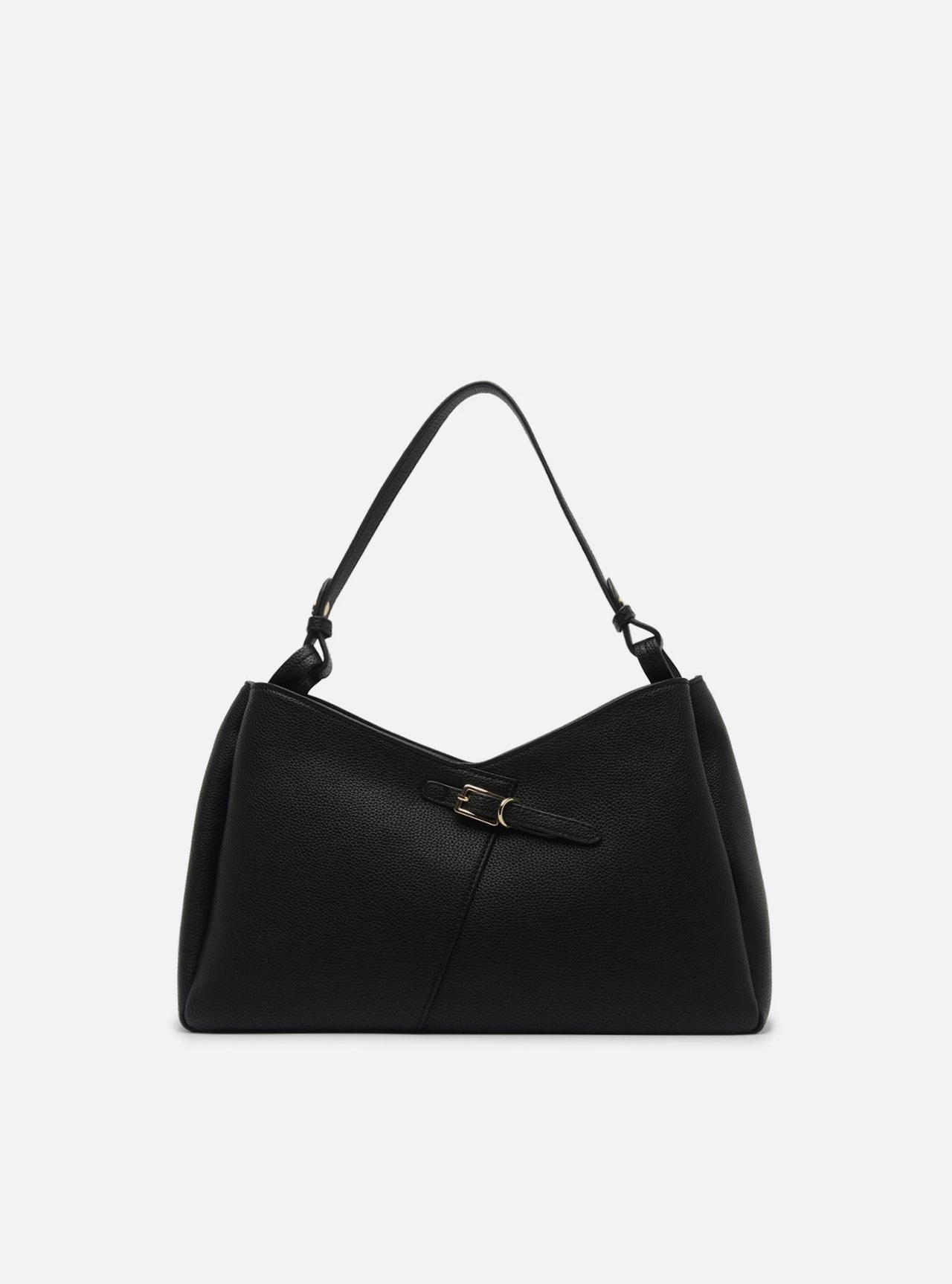 Bolsa Shopping Preta Média Detalhe Fivela