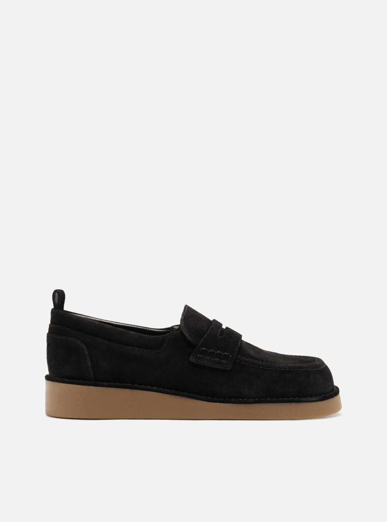Mocassim Preto Acamurçado Flatform Tira