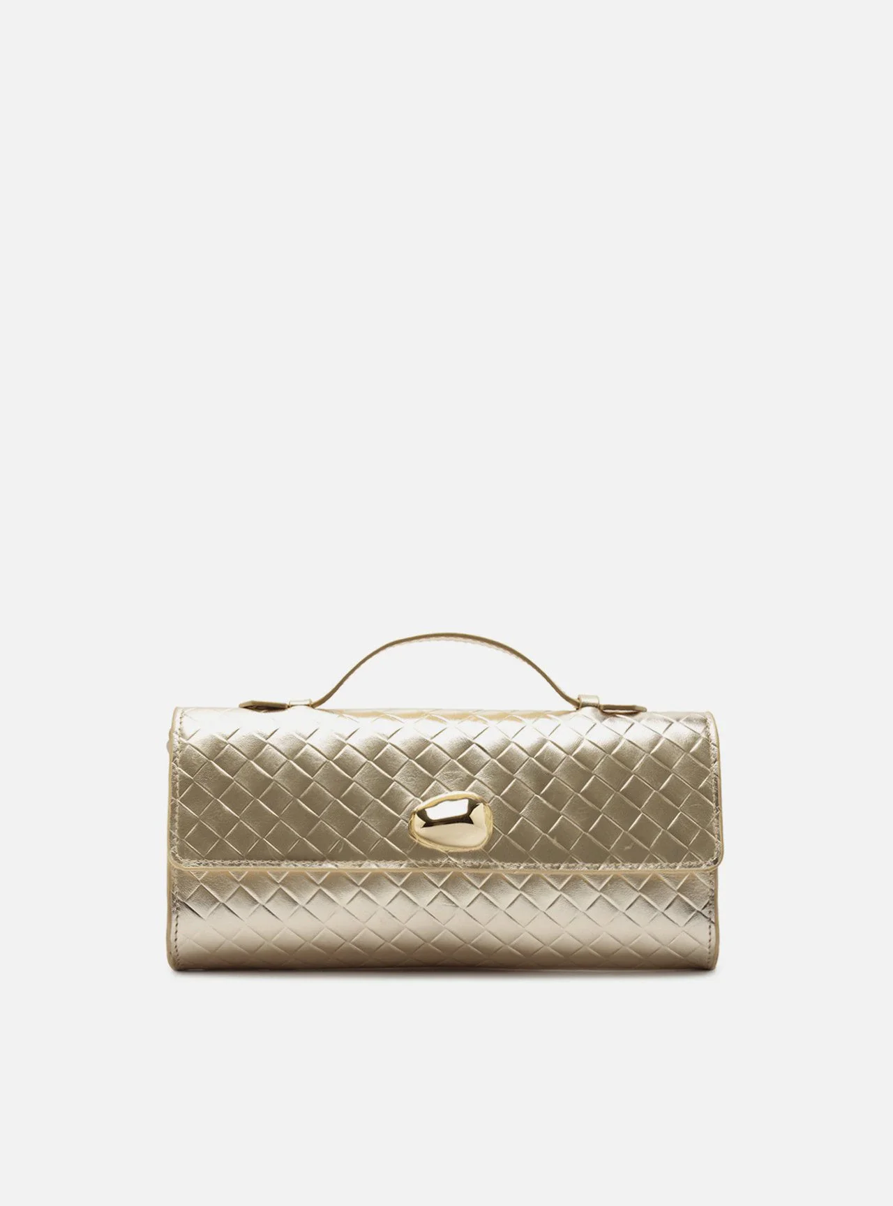 Bolsa Tiracolo Dourada Couro Média Tressê