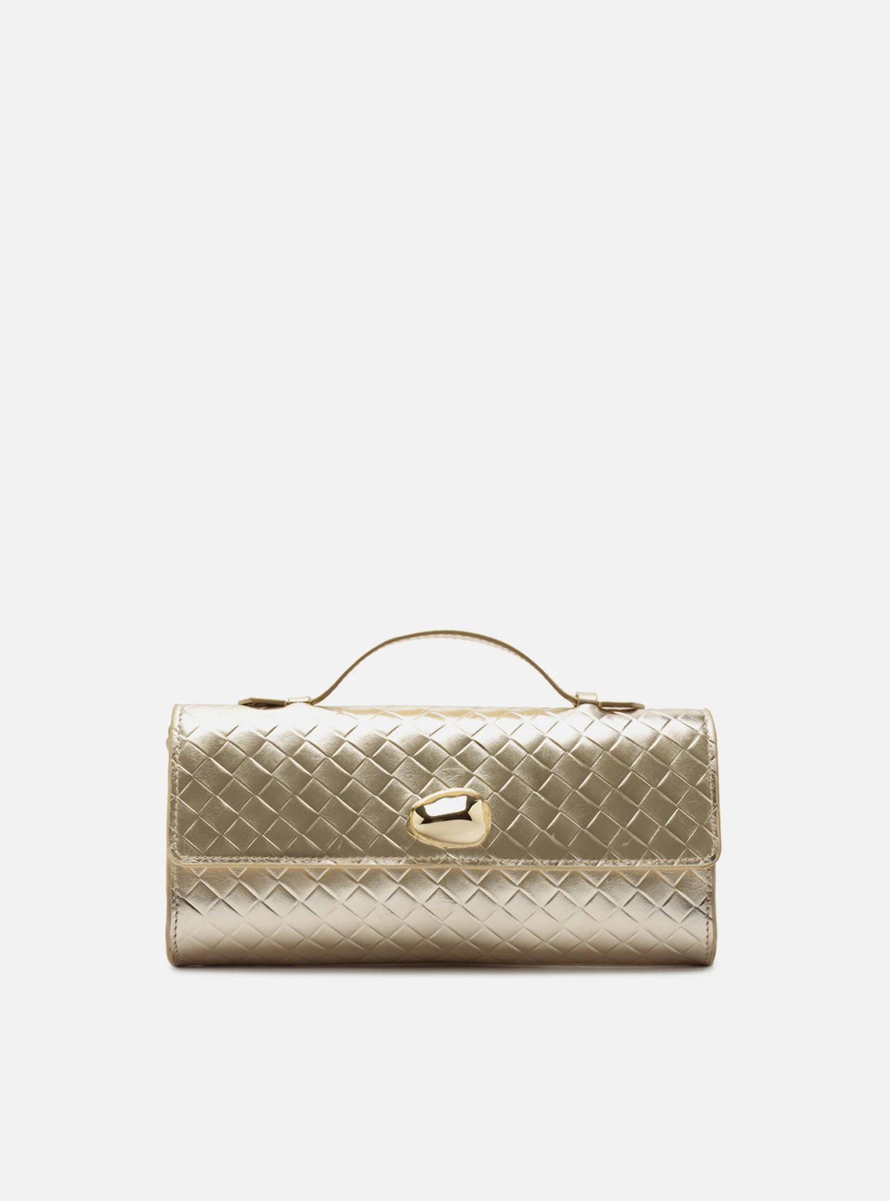 Bolsa Tiracolo Dourada Couro Média Tressê