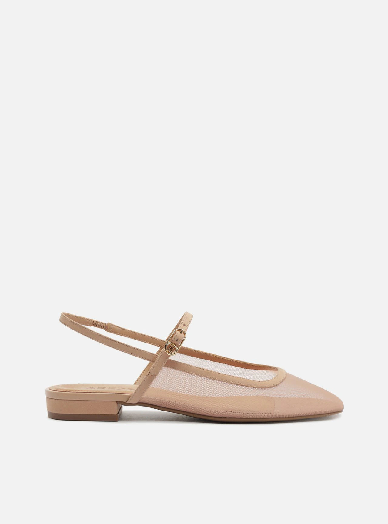 Sapatilha Nude Bico Quadrado Slingback