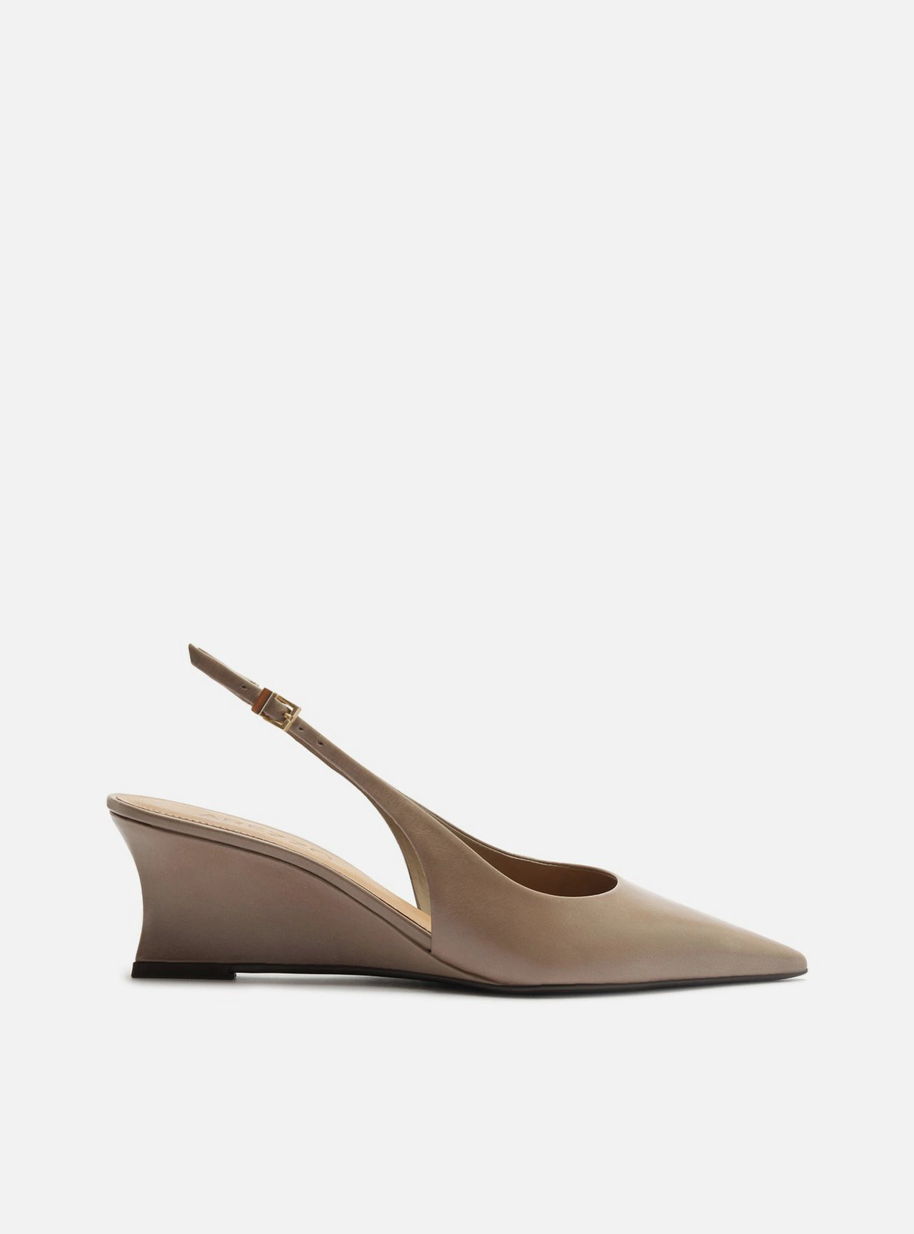 Scarpin Cinza Couro Anabela Slingback