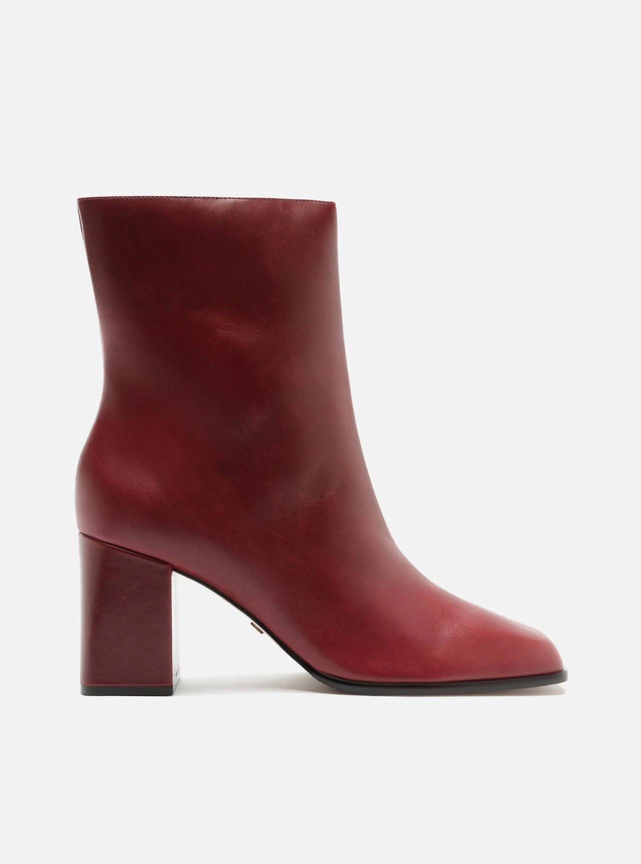 Bota Vermelha Couro Cano Curto Salto Bloco