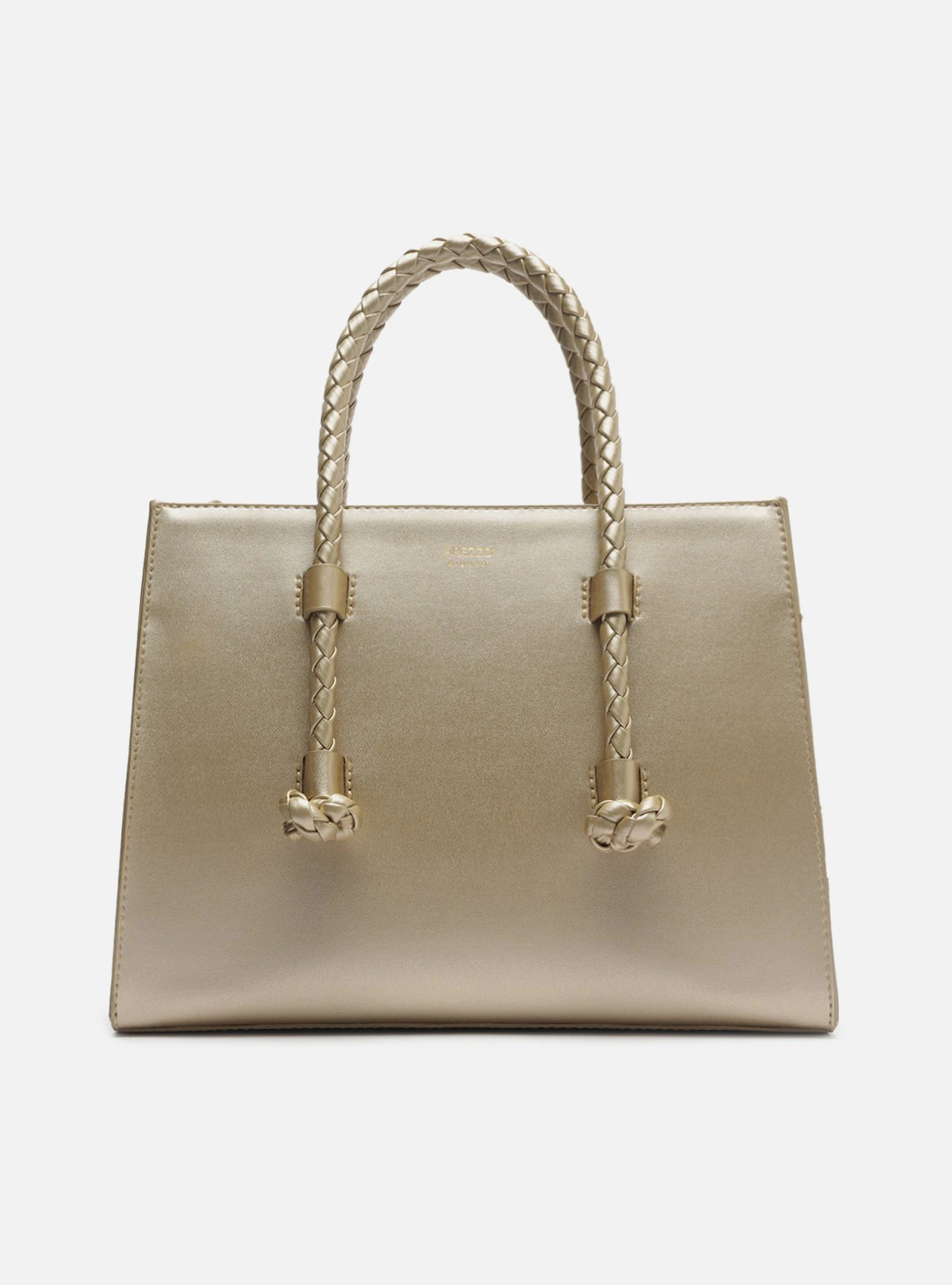 Bolsa Tote Dourada Grande Alças Tressê