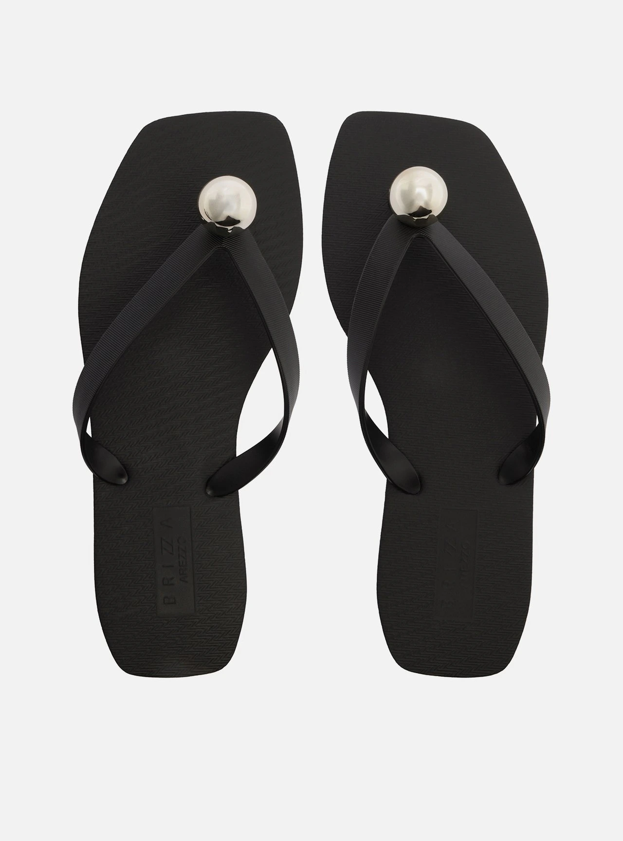Chinelo de Dedo Preto Square Metal Esfera
