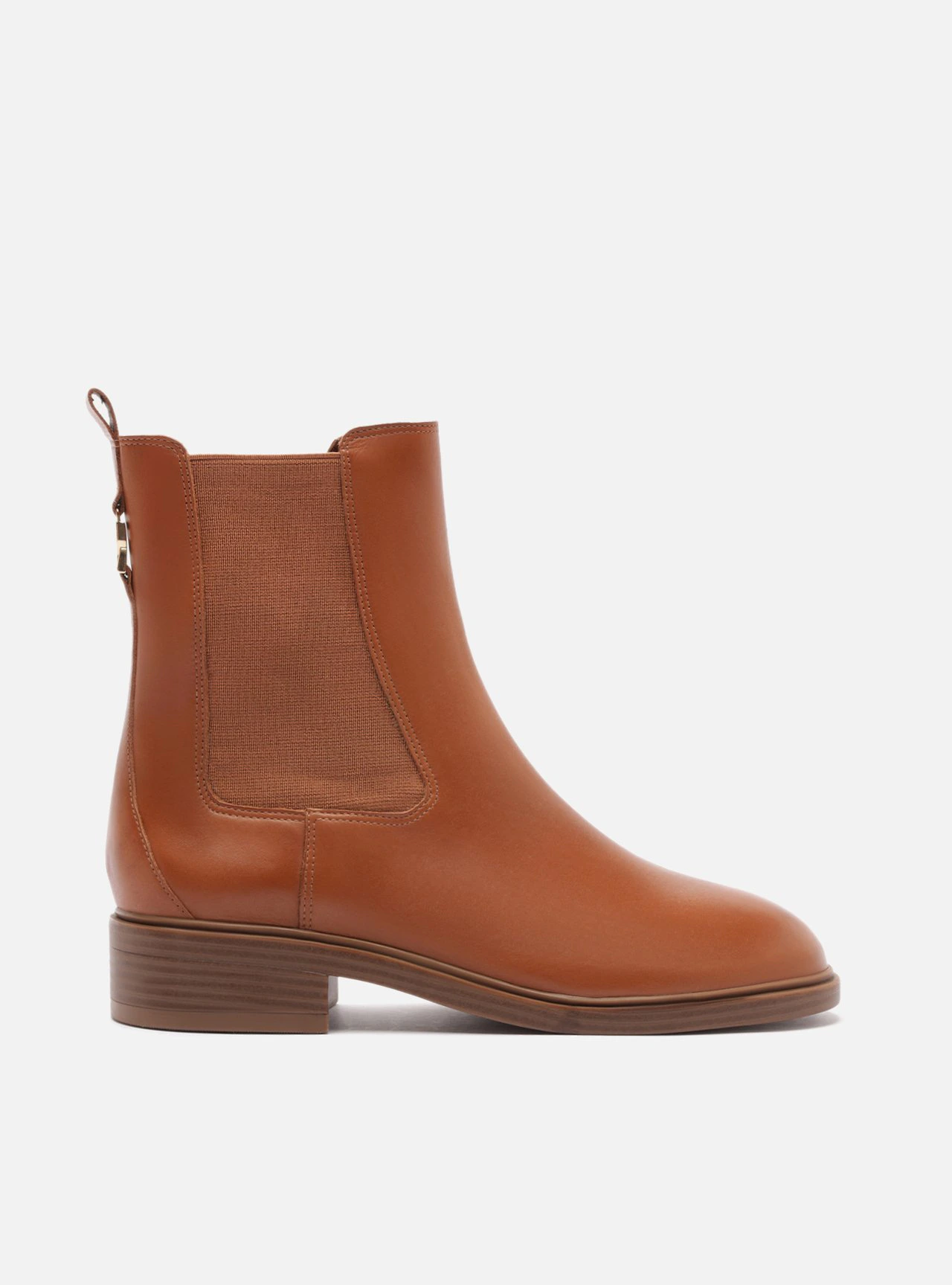 Bota Chelsea Marrom Couro Salto Baixo Bloco