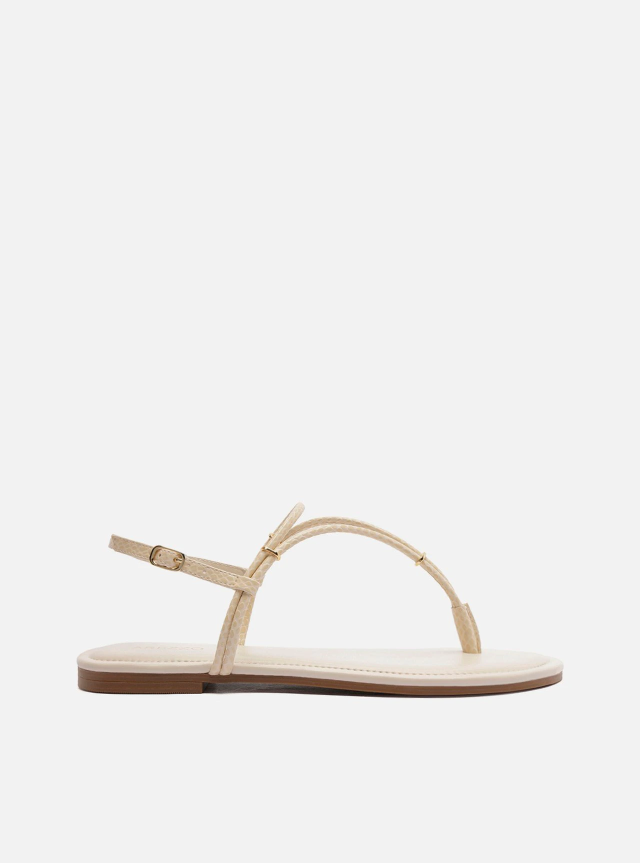 Sandália Rasteira Off-White Skin Elos Metálicos