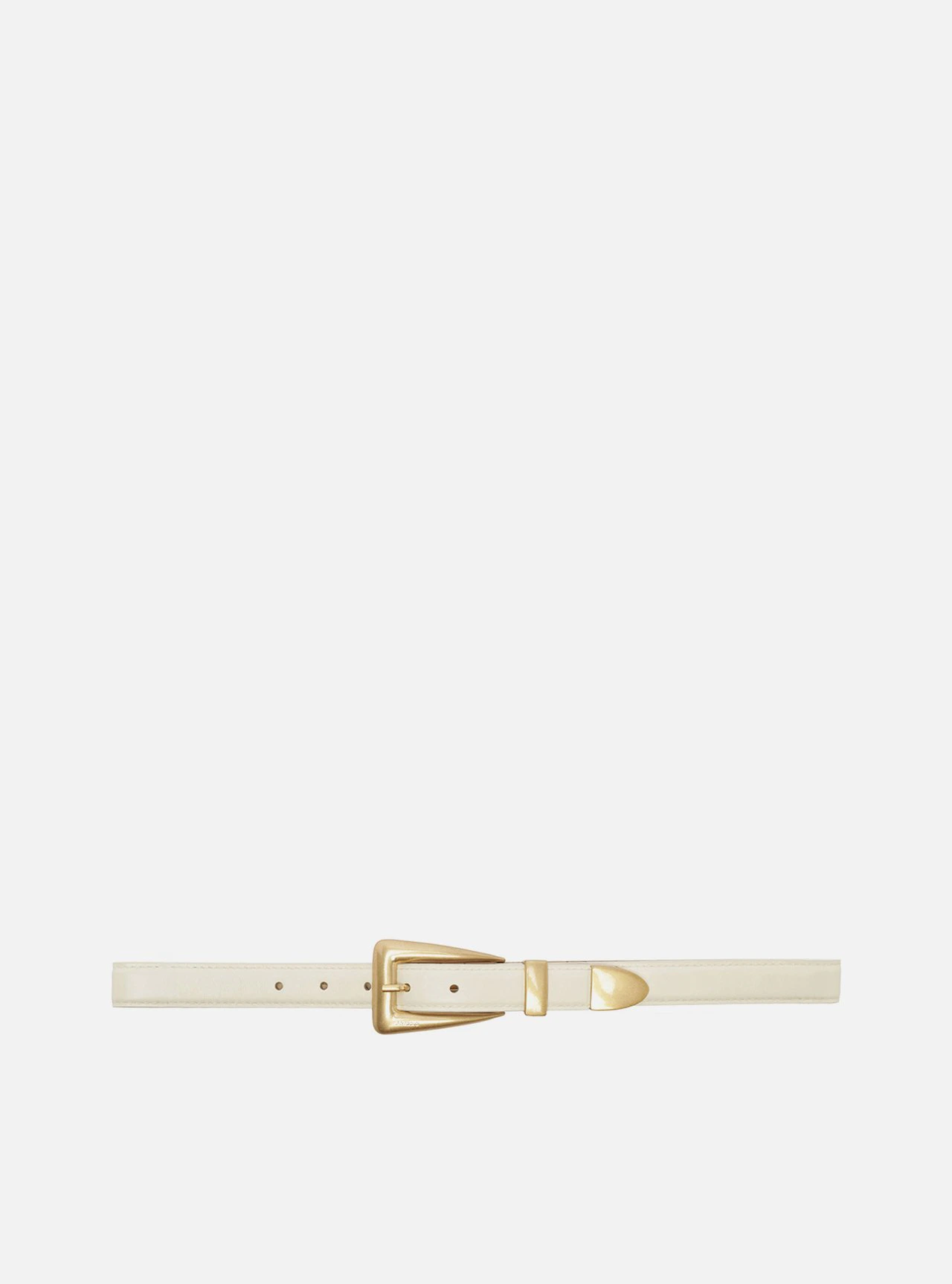 Cinto Off White Couro Médio Fivela Moderna