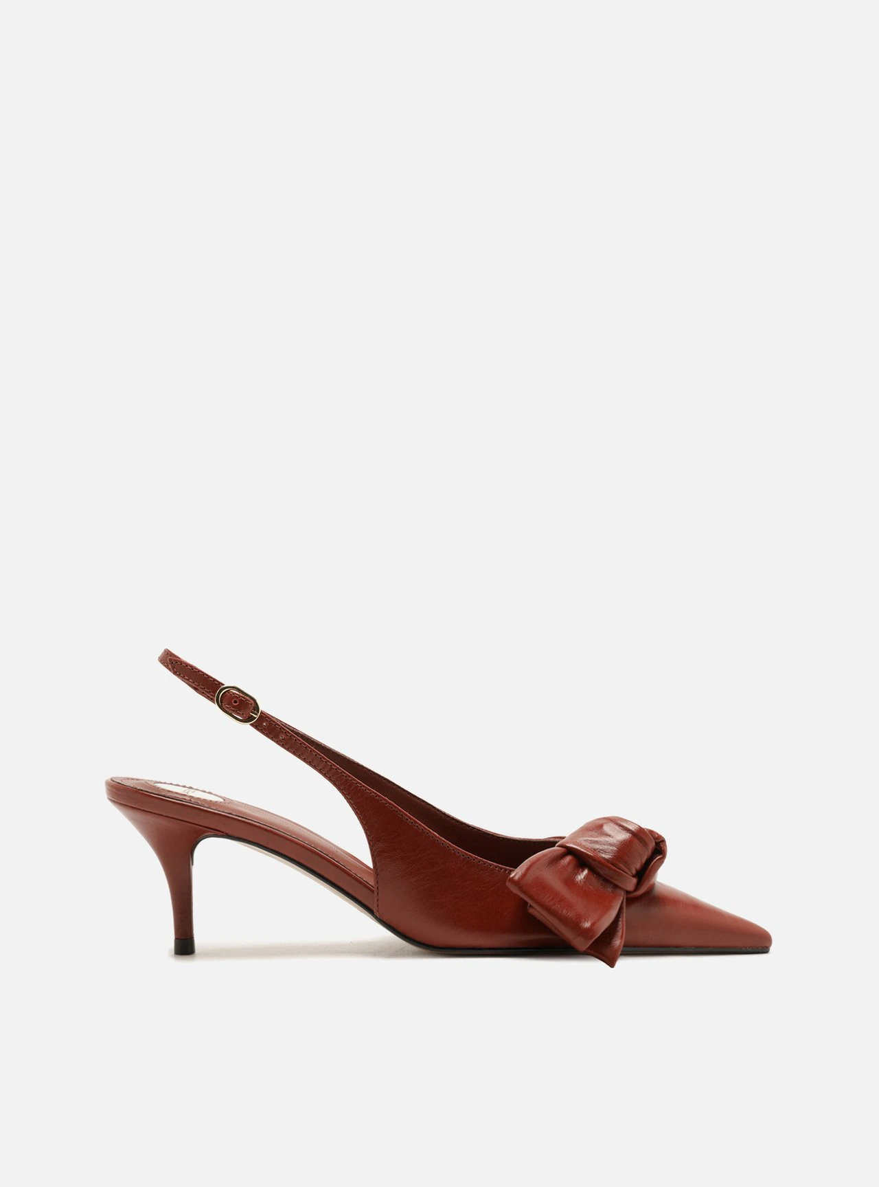 Scarpin Vermelho Couro Salto Fino Laço