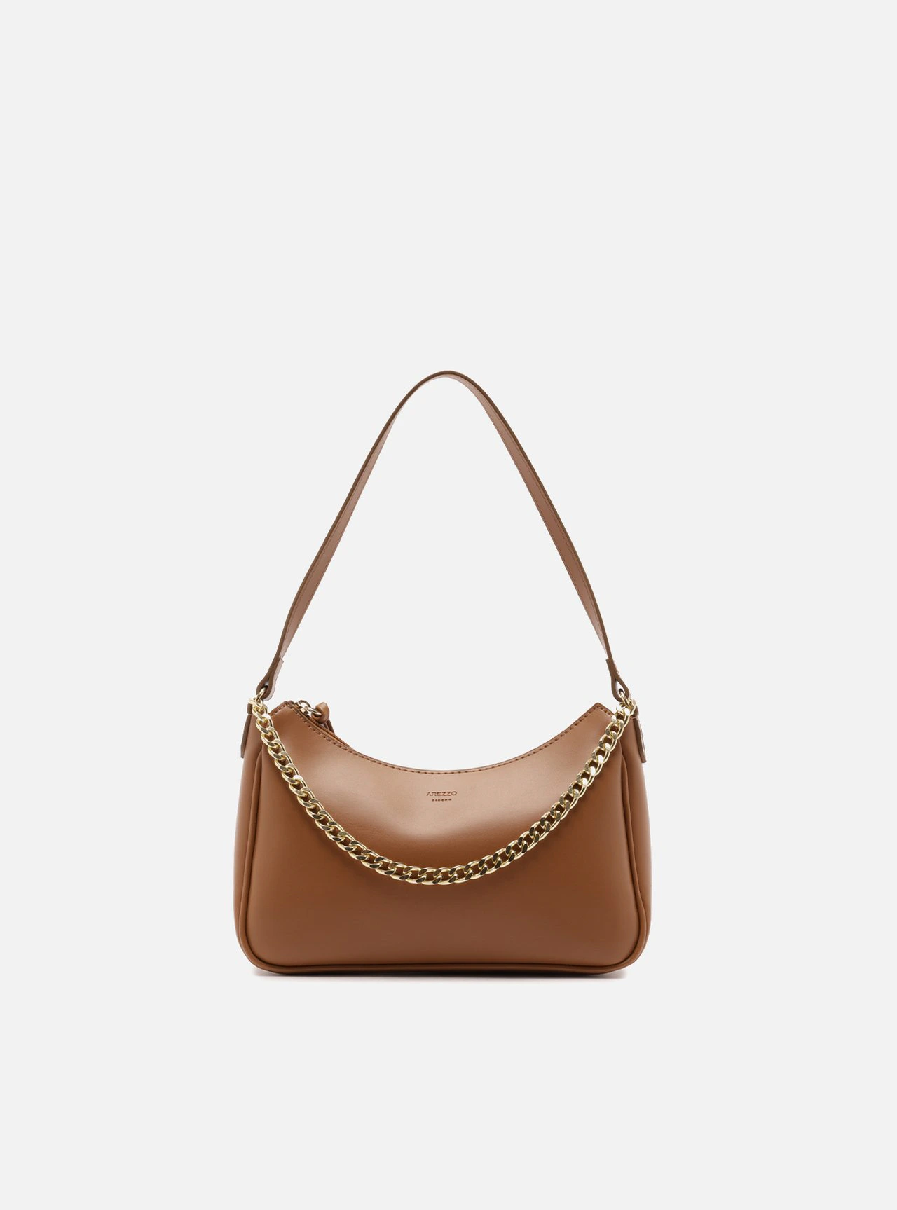 Bolsa Shoulder Marrom Pequena Corrente Dourada