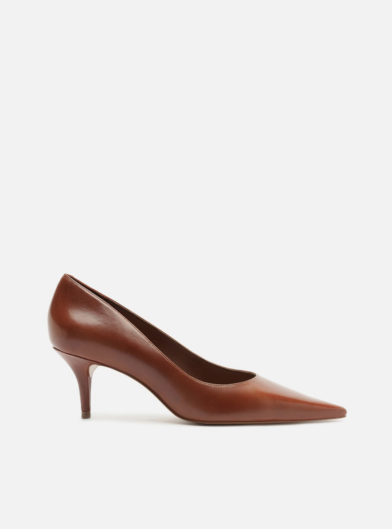 Scarpin Marrom Couro Salto Fino