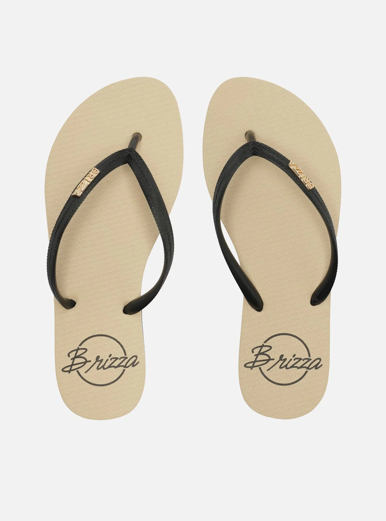 Chinelo de Dedo Preto Flatform Metais Brizza