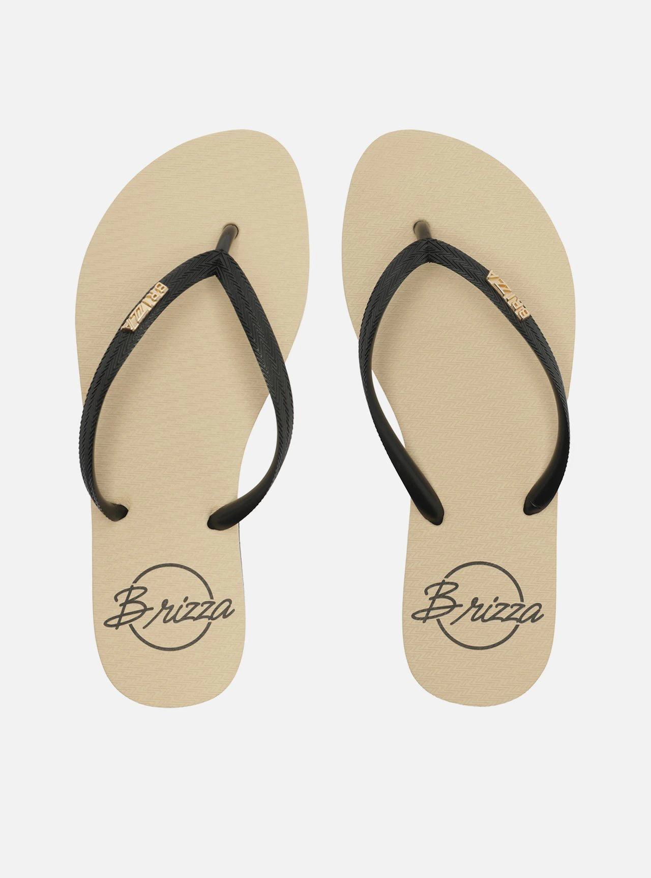 Chinelo de Dedo Preto Flatform Metais Brizza