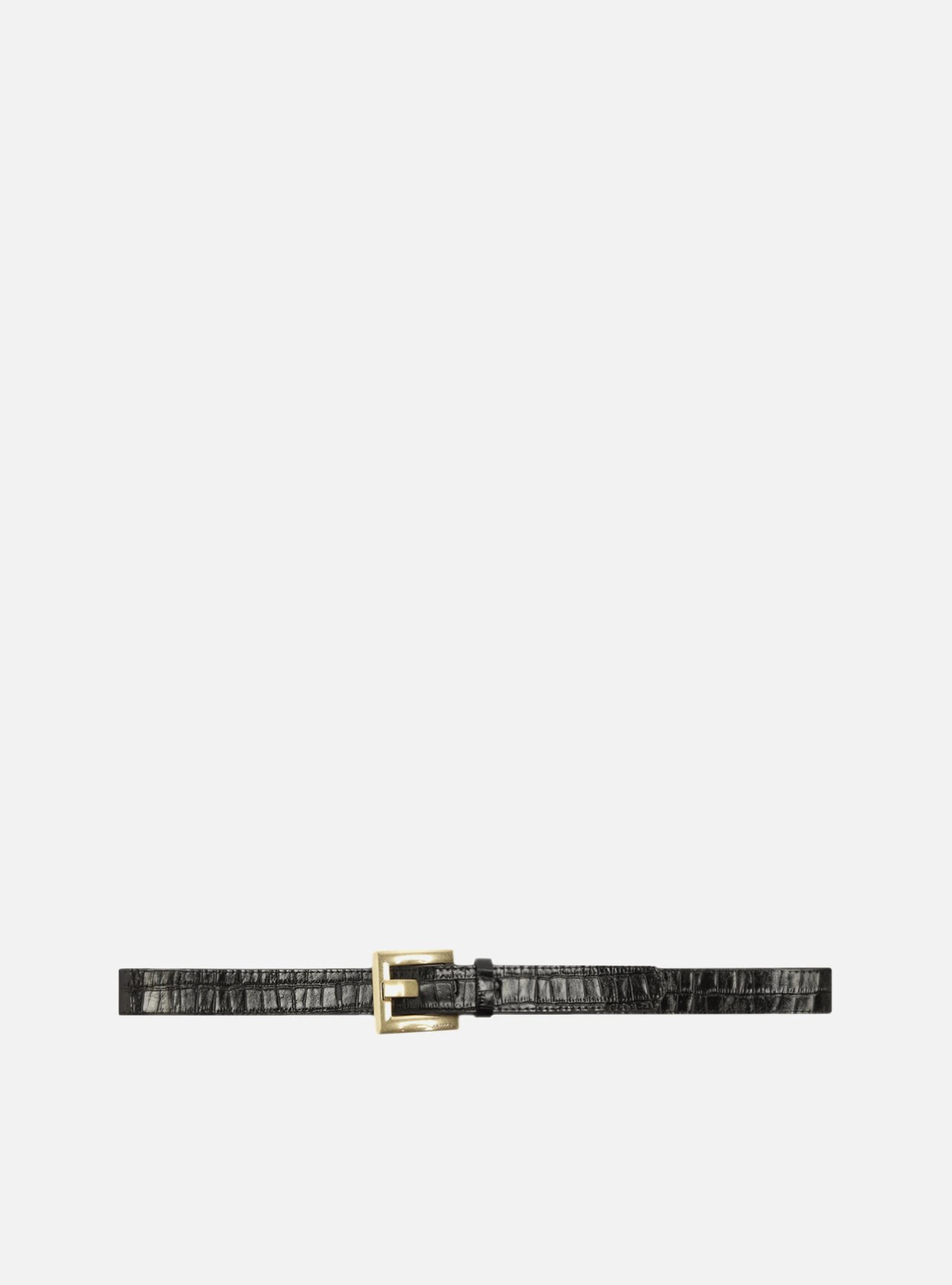 Cinto Cintura Preto Couro Fivela Dourada Croco