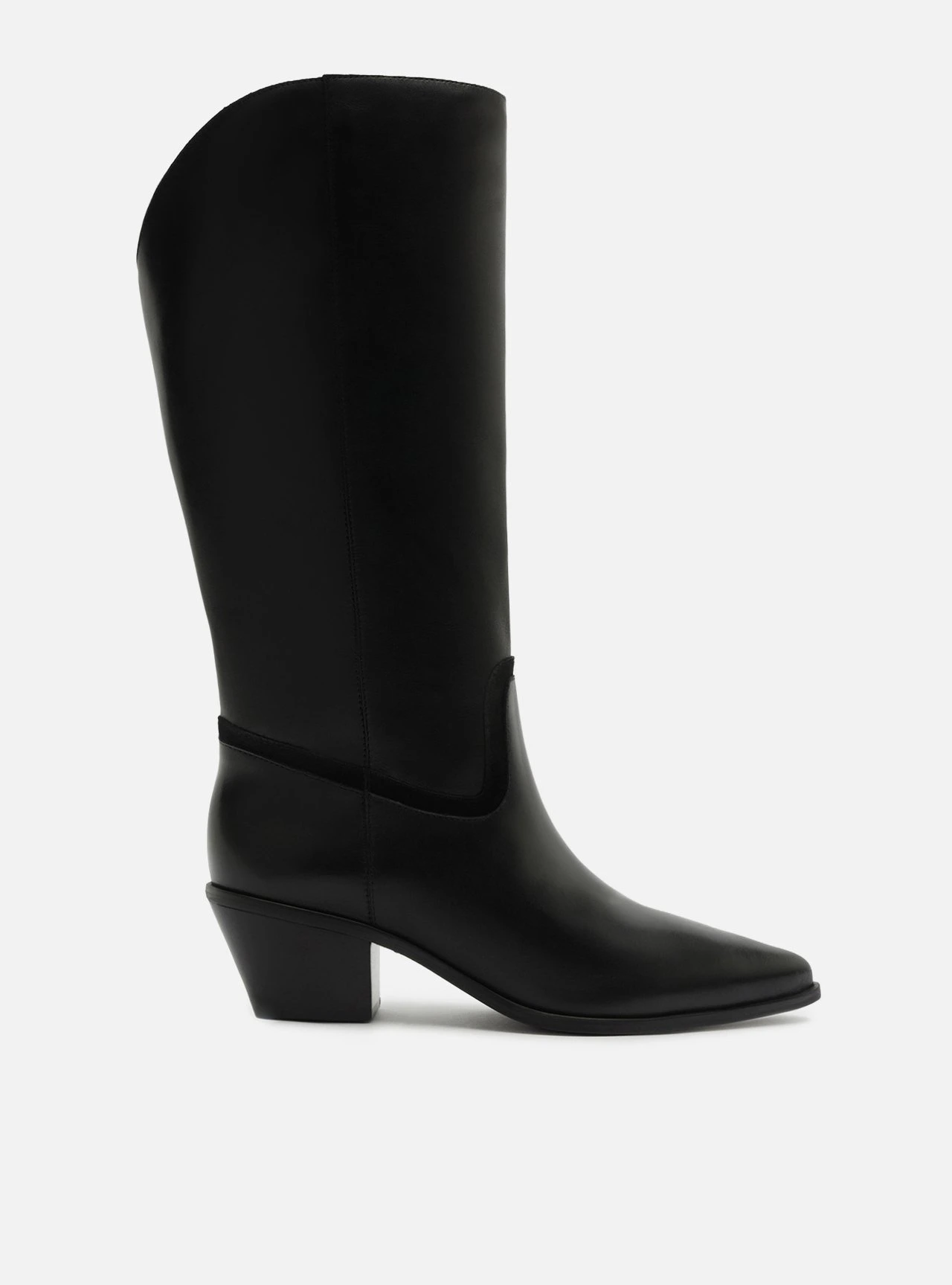 Bota Preta Cano Médio Salto Bloco