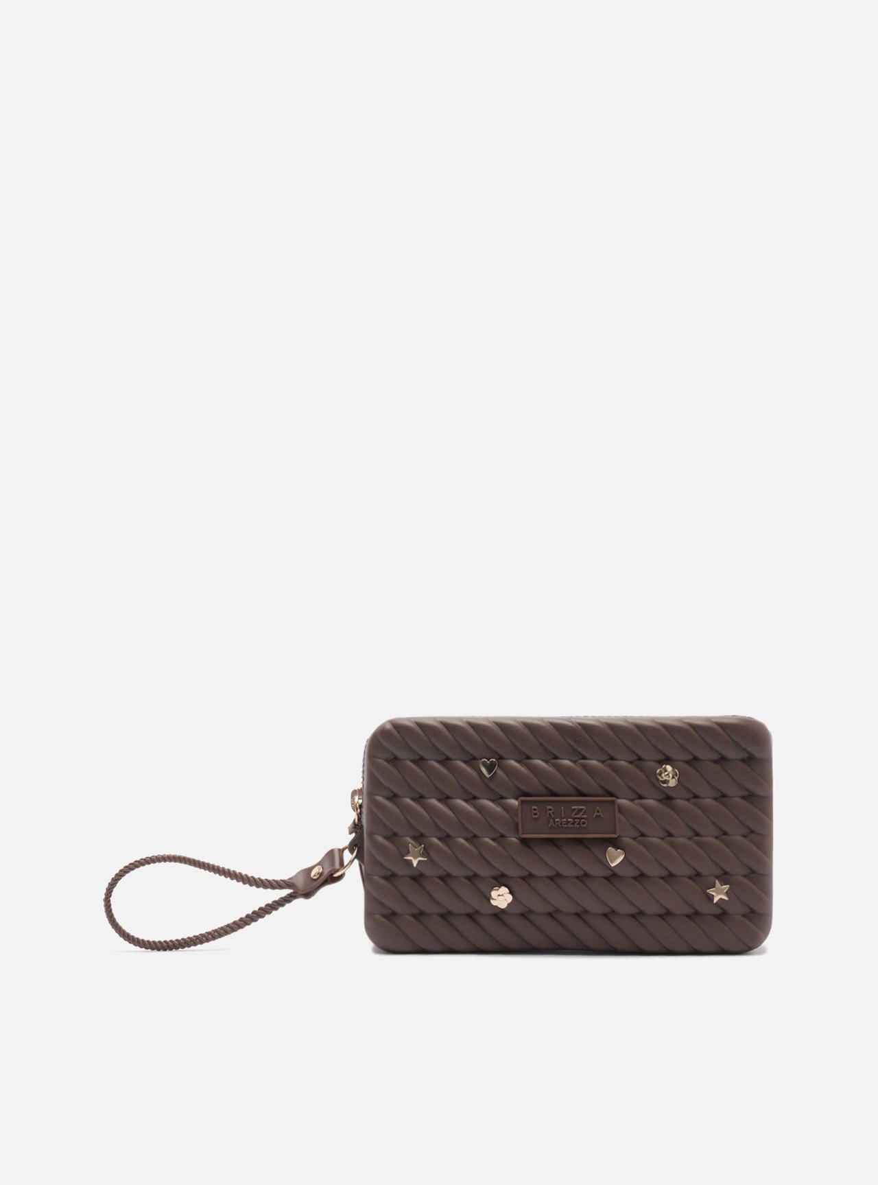 Bolsa Clutch Marrom Pequena Tressê Metais Brizza