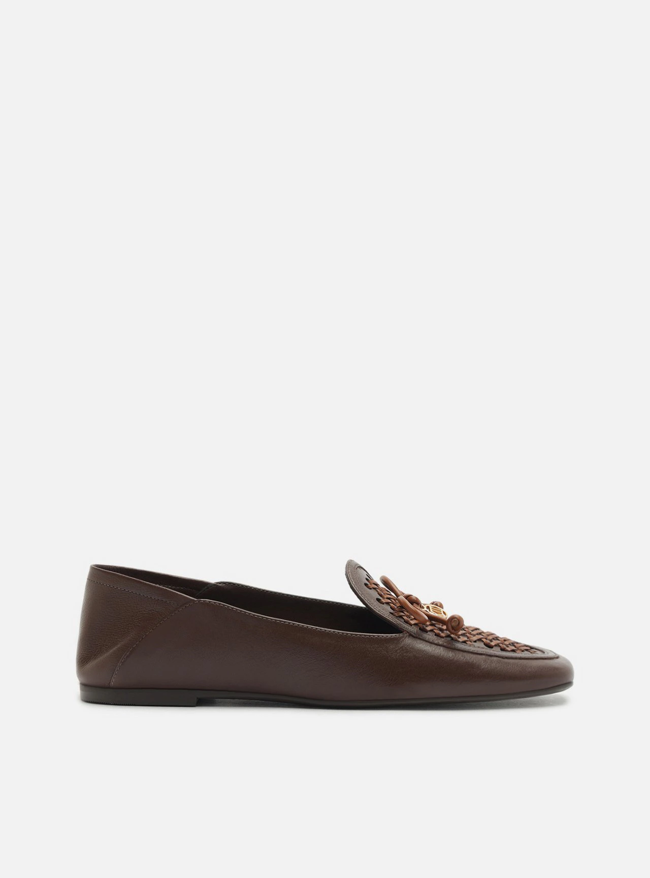 Mocassim Marrom Bico Quadrado Tressê