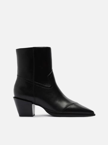 Bota Bico Fino Acamurçada Cano Curto Salto Bloco