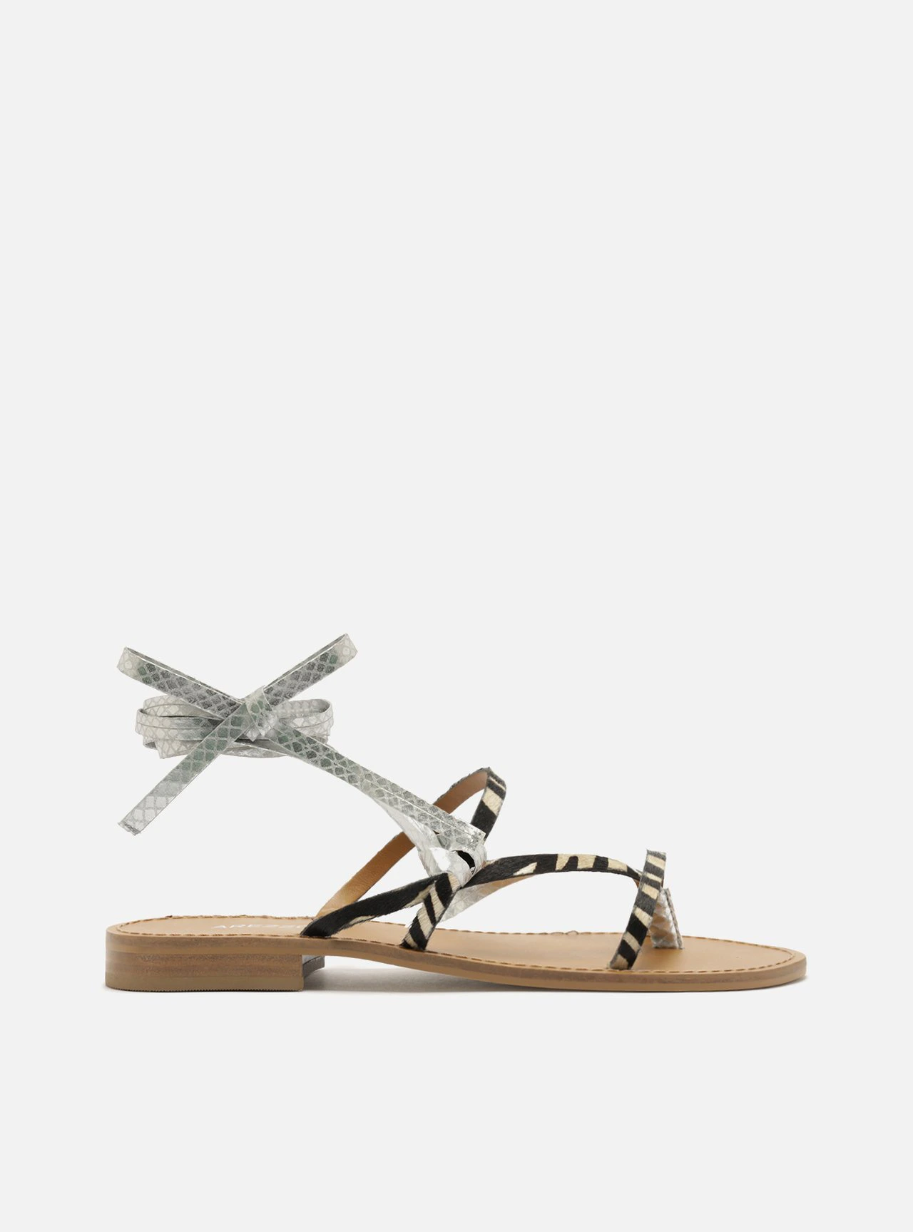 Sandália Rasteira Animal Print Amarração