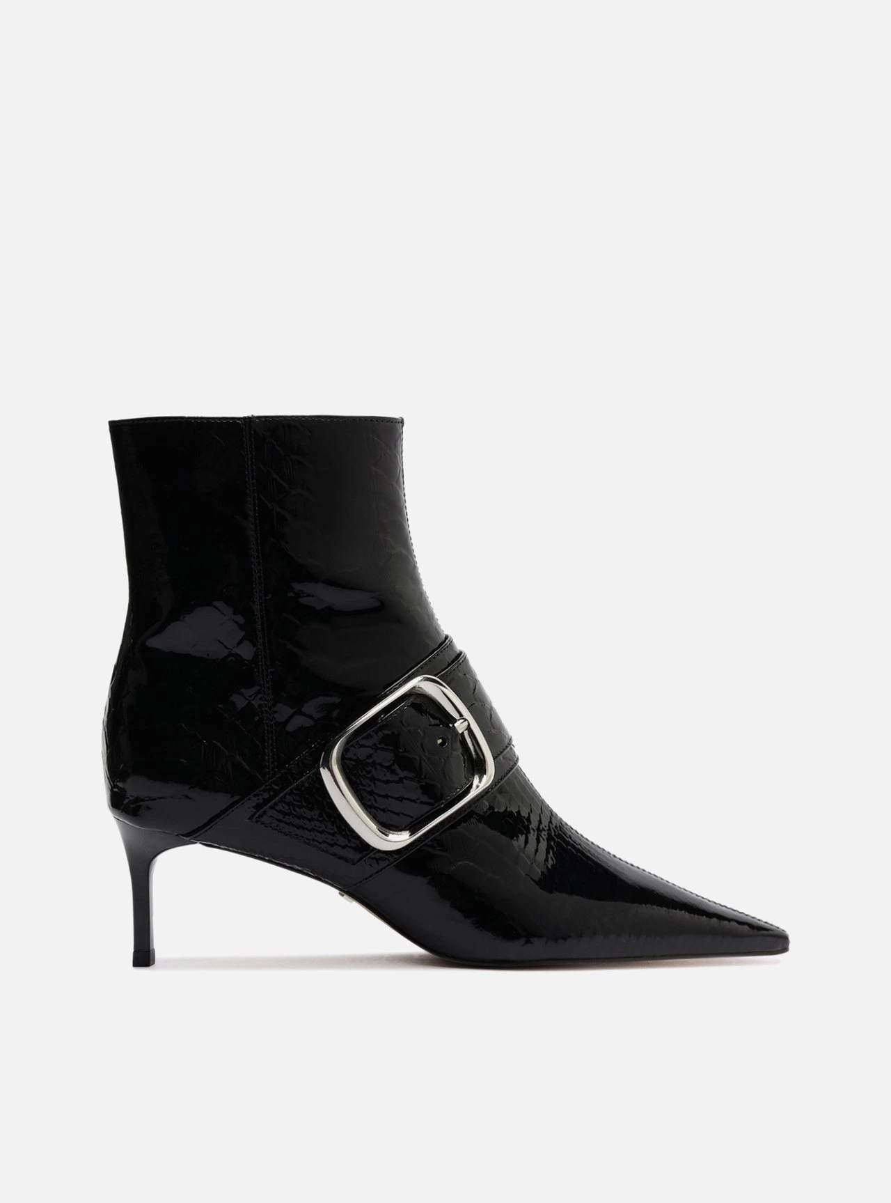 Bota Preto Verniz Cano Curto Salto Fino