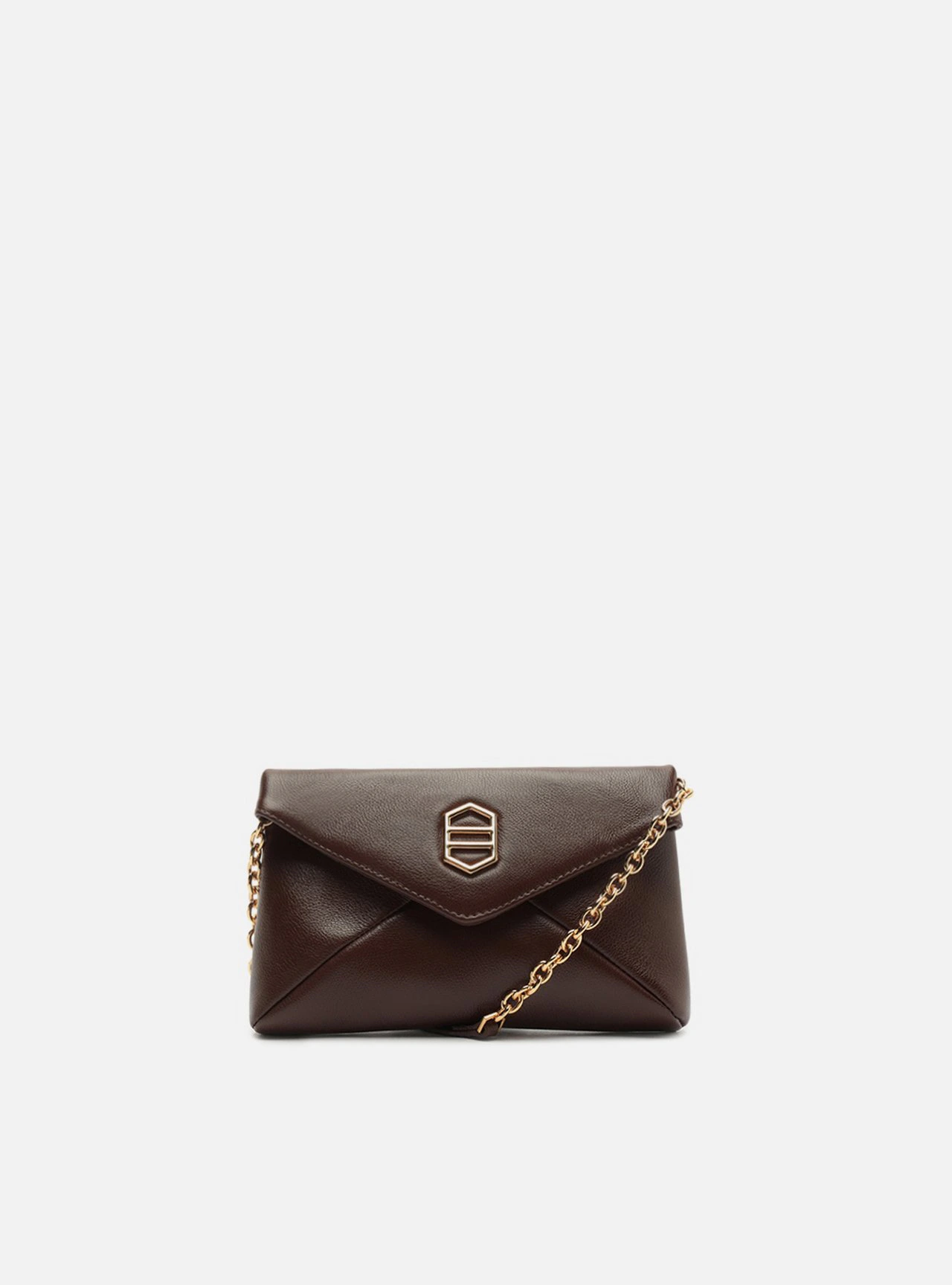 Bolsa Tiracolo Marrom Couro Pequena Corrente