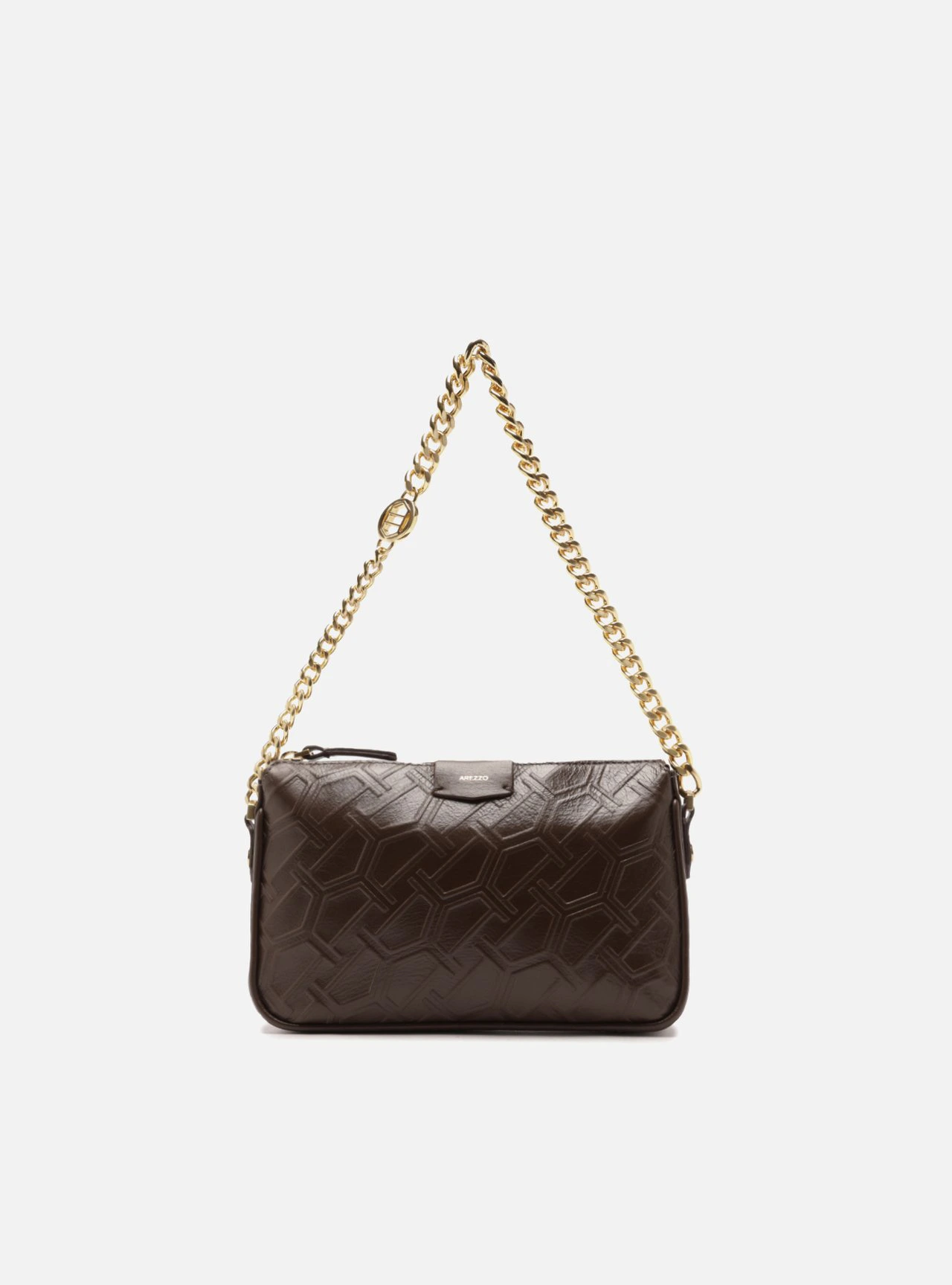 Bolsa Tiracolo Marrom Couro Pequena Corrente