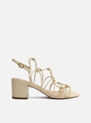Sandália Off-White Bloco Tiras Esferas