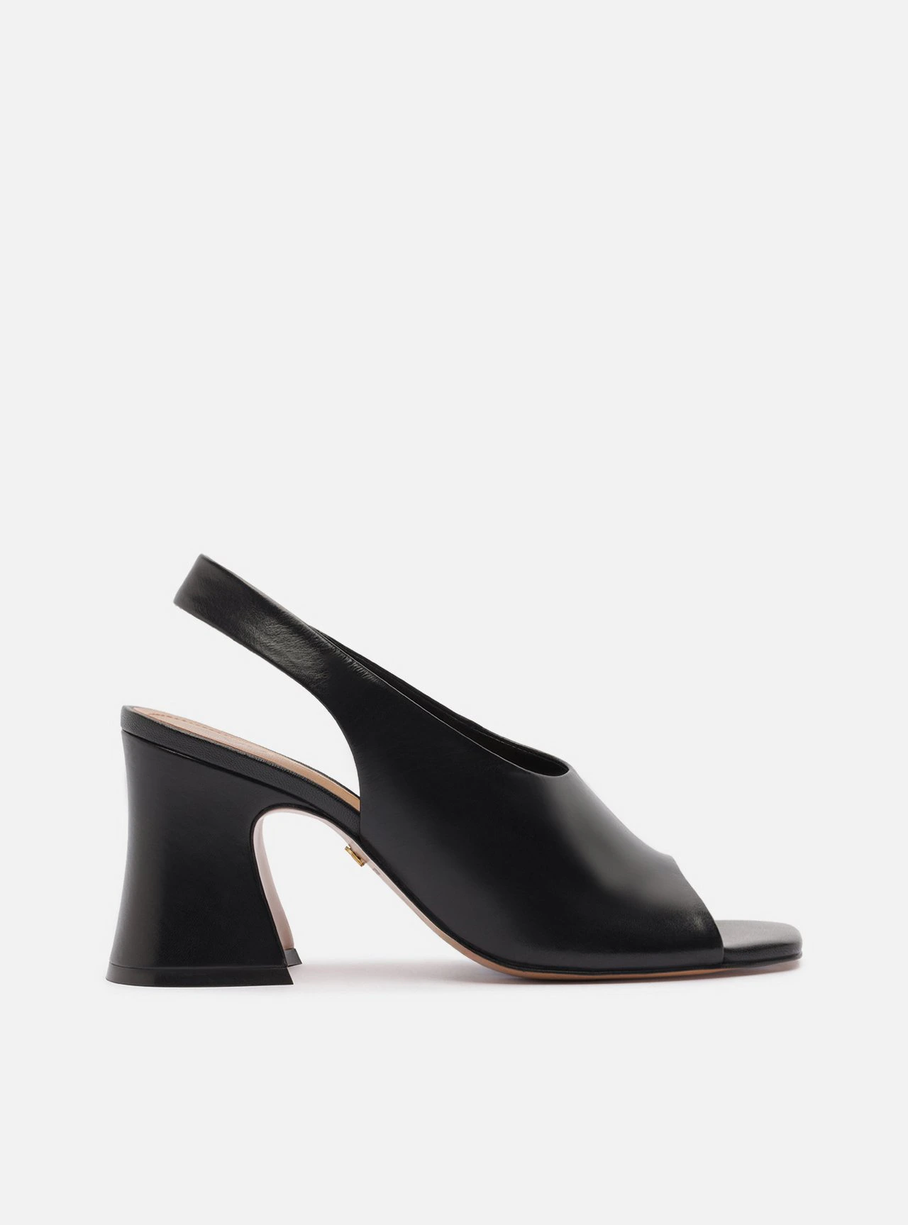 Sandal Boot Preta Couro Salto Bloco Tira