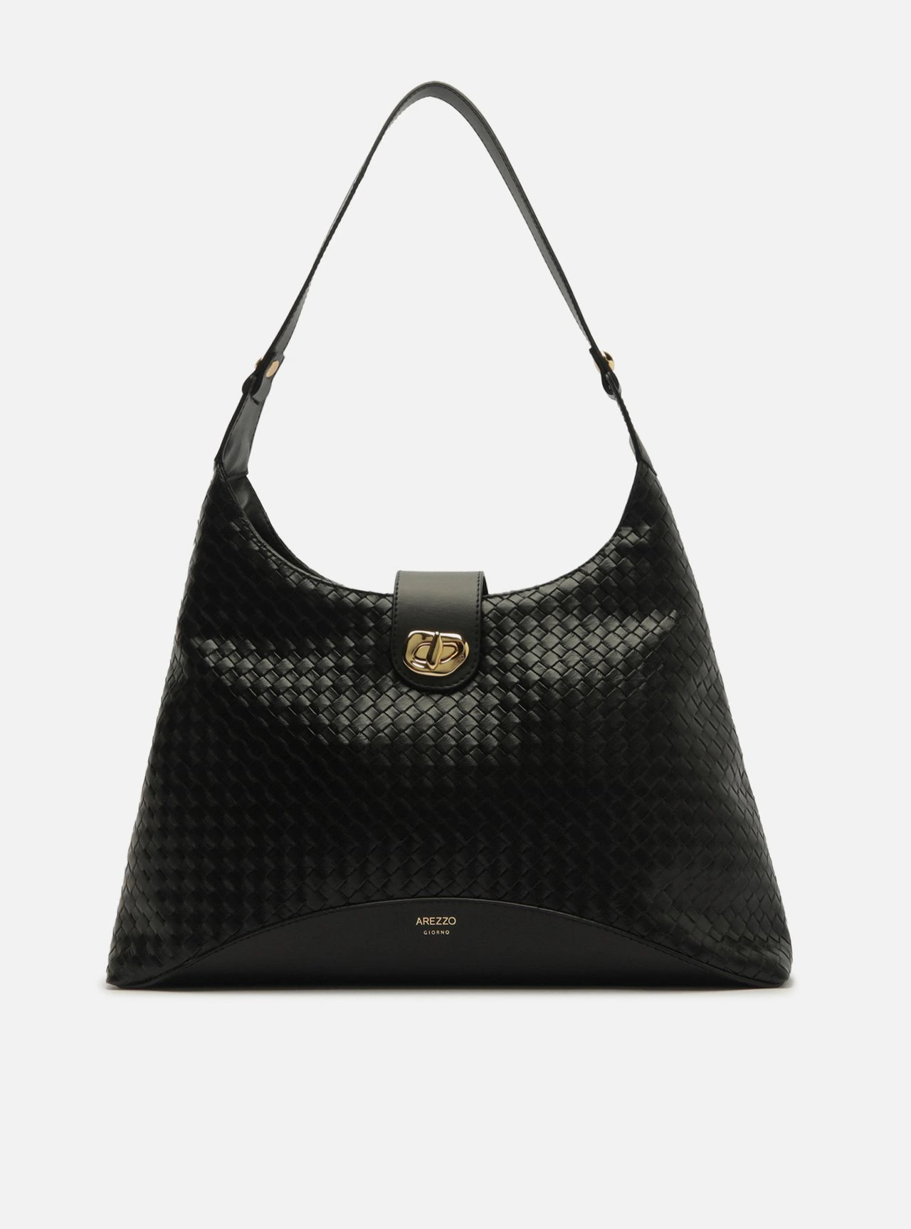 Bolsa Hobo Preta Grande Tressê Metal Orgânico