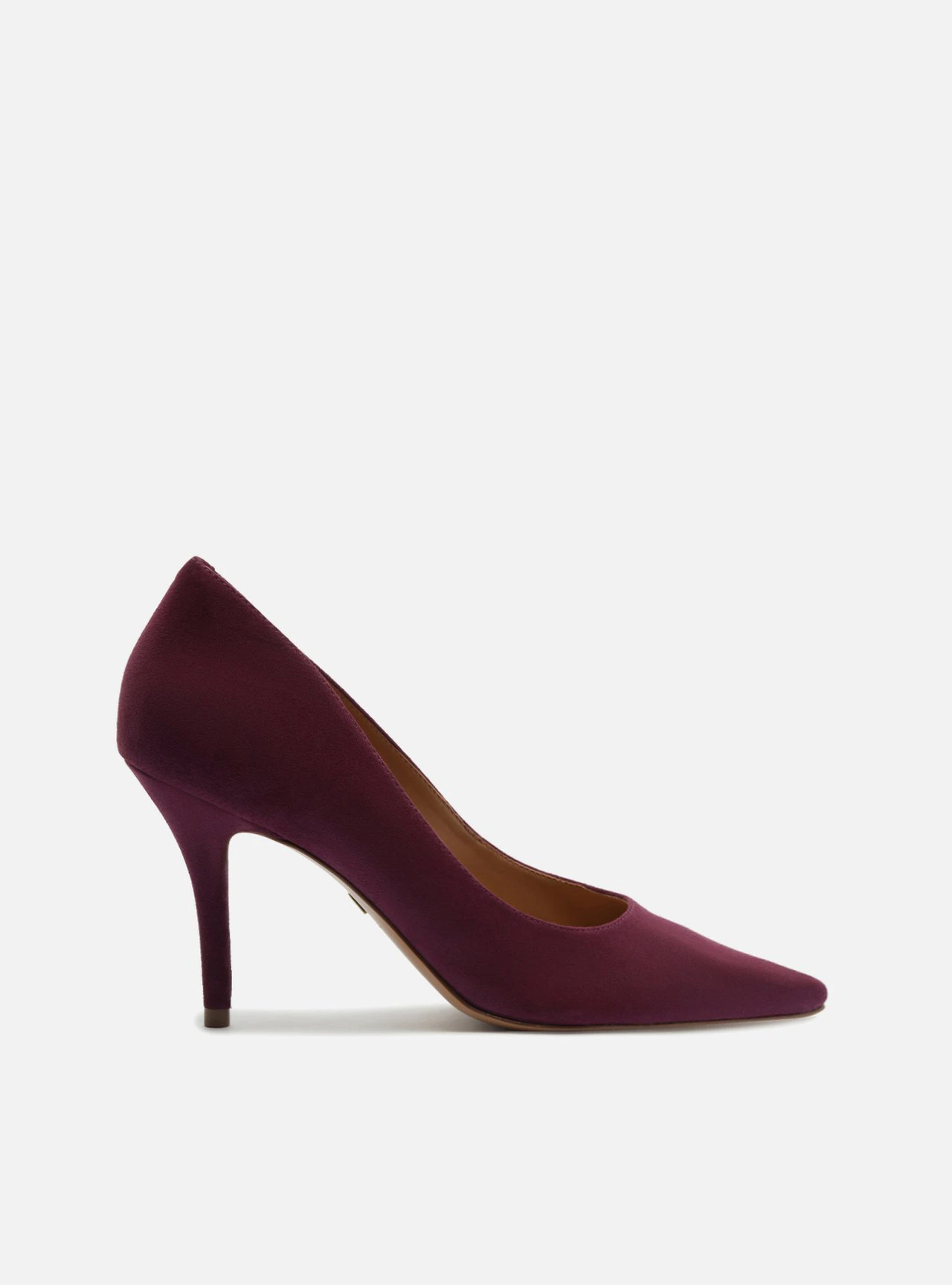 Scarpin Roxo Camurça Salto Fino Essencial 85