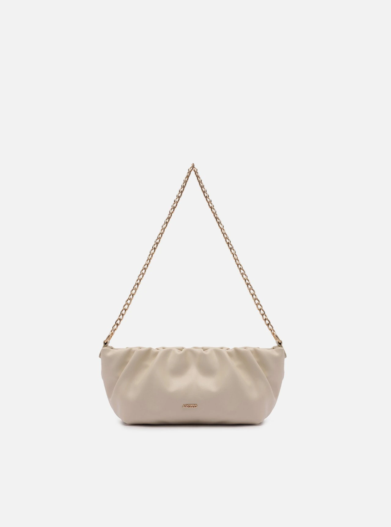 Bolsa Tiracolo Off White Pequena Franzida Alça Corrente