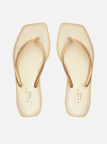 Chinelo de Dedo Dourado Recouro Metal Square